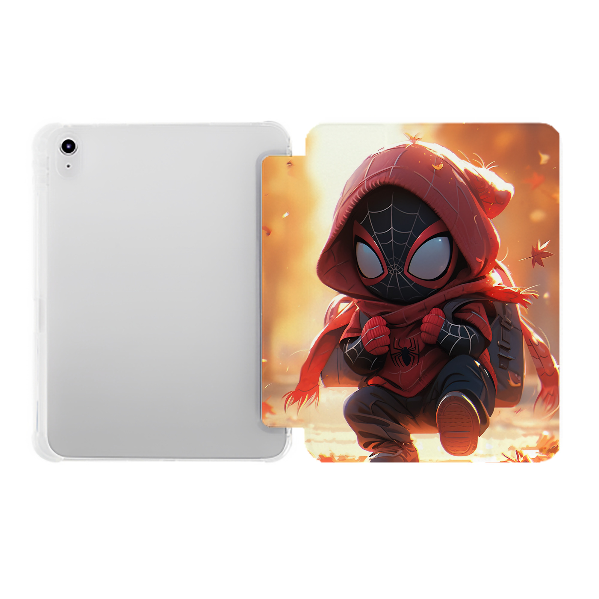 （画像用） Spider Man スパイダーマン IPad ケース ペン収納付き 三つ折りスタンド PUレザー×シリコン 対応機種9.5/10.5/10.9インチ